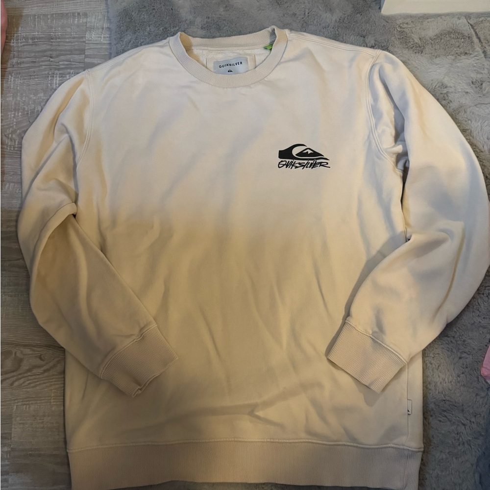 Quiksilver Cream Crewneck Sweater Classic Design